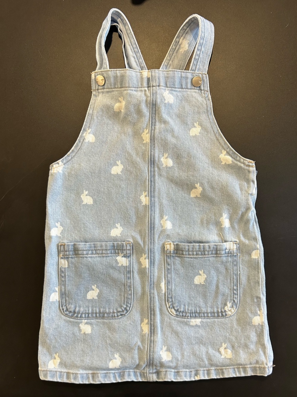The Children's Place Light Wash Denim Dress With White Bunnies